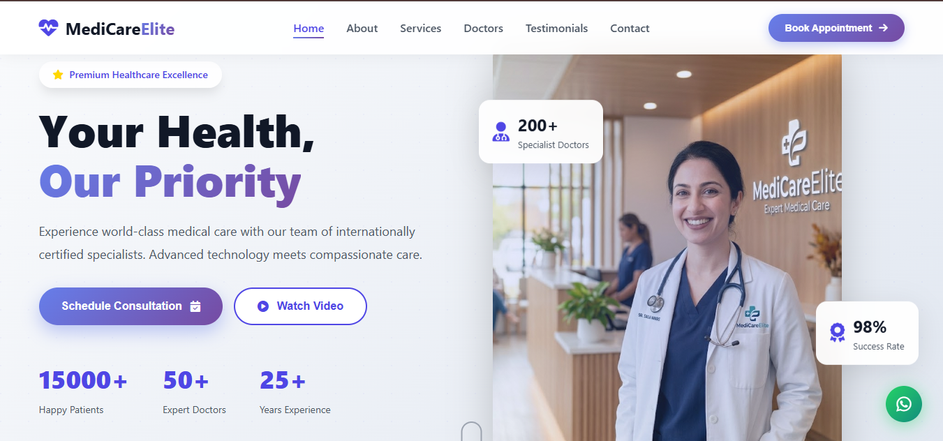 Medi Care Elite Class - Premium Healthcare & Clinic Website